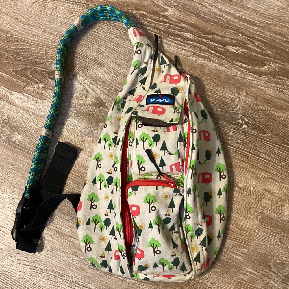 Kavu crossbody bag in rare camper camping outdoors pattern